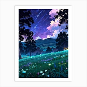 Night Sky Anime aesthetic 32 Art Print