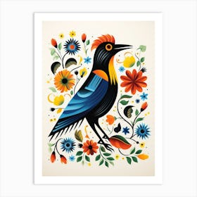 Scandinavian Bird Illustration Crow 1 Art Print