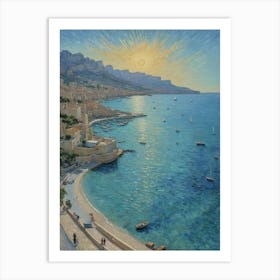 The Calm of the Greek Isles Sun Setting Over The Sea Art Print