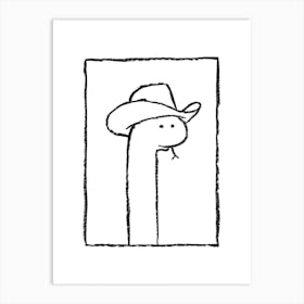 Squiggles The Snake In A Stetson Art Print