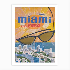 Miami Beach Florida Retro Vintage Travel Poster 1 Art Print