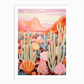 Cactus In The Desert Painting Bunny Ear Cactus 2 Art Print