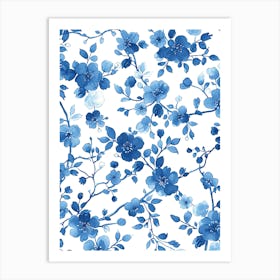 Blue Floral Pattern Art Print