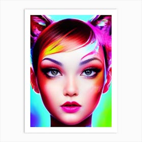 Girl With Cat Ears Art Print