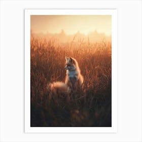 Fox In The Grass. Generated AI. Art Print Art Print