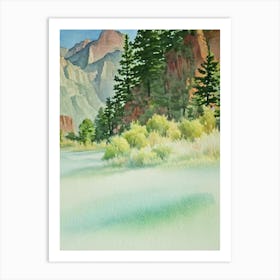 Zion National Park United States Of America Water Colour Poster Art Print