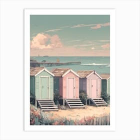 Marina Beach Huts Pastel Colours Bay Brighton Cool Art Print