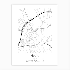 Heule,Belgium Minimalist Map Art Print