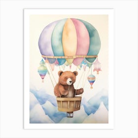 Baby Bear 5 In A Hot Air Balloon Art Print
