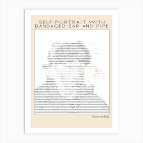 Ascii art Minimalist – Self Portrait With Bandaged Ear And Pipe – Vincent Van Gogh – Classic Painting Art Print