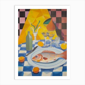 Flounder Still Life Painting Art Print