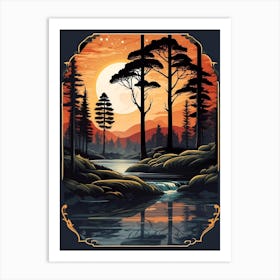 Sunset In The Forest 13 Art Print