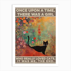 Once Upon A Time There Was A Girl Who Liked Cats Klimt Cat Art Print