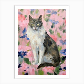 A Turkish Angora Cat Painting, Impressionist Painting 3 Art Print