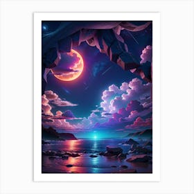 Night At The Beach Print Art Print