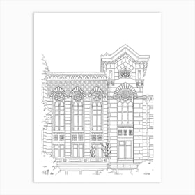 Kyiv Moorish Architecture Building Sketch Art Print