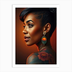 Tattooed Afro-American Woman Art Print