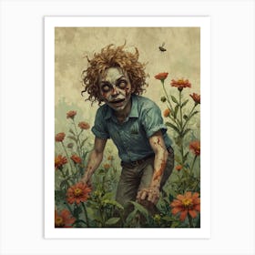 Zombie Boy In The Field 2 Art Print