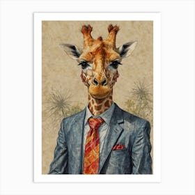 Giraffe In Suit 10 Art Print