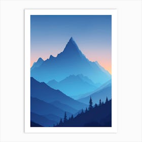 Misty Mountains Vertical Composition In Blue Tone 198 Art Print