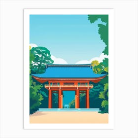 Meiji Shrine Tokyo 3 Colourful Illustration Art Print