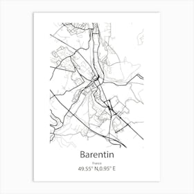 Barentin,France Minimalist Map Art Print