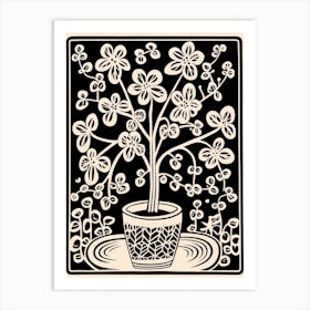 B&W Plant Illustration Wax Plant Art Print