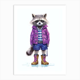 Raccoon Wearing Boots Illustration 3 Art Print