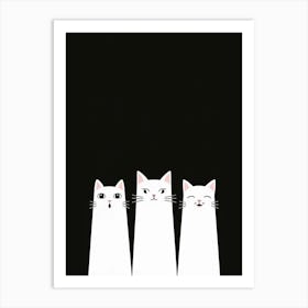 Three White Cats Art Print