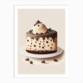 Chocolate Chip Cake Dessert Retro Minimal Flower Art Print