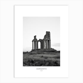 Poster Of Agrigento, Italy, Black And White Photo 4 Art Print