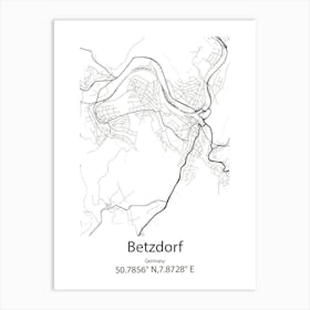 Betzdorf,Germany Minimalist Map Art Print