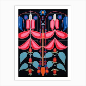 Flower Motif Painting Fuchsia 3 Art Print