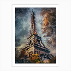 Eiffel Tower Paris France Oil Painting Style 7 Art Print