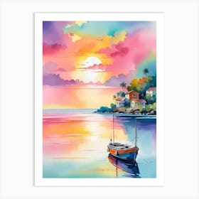 Sunset Boat Art Print