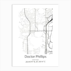 Doctor Phillips,United States Minimalist Map Art Print