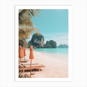 Phra Nang Beach Krabi Thailand Turquoise And Pink Tones 1 Art Print