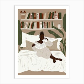 Woman Reading In Bed Art Print