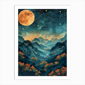 Moonlight In The Mountains Art Print