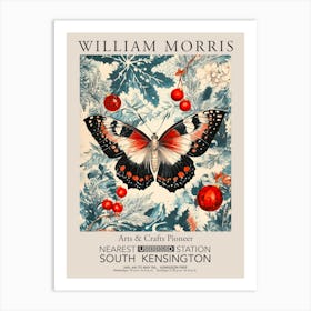 William Morris Prints Butterfly Red Christmas Gift Winter Vintage Art Print