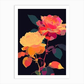 English Roses Painting Rose Silhouette 3 Art Print