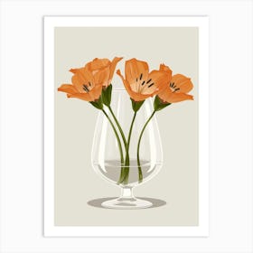 Orange Flowers In A Vase Art Print