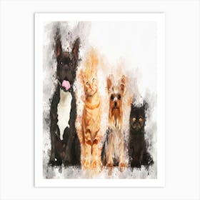 Group Of Cats And Dogs Art Print