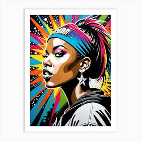 Graffiti Mural Of Beautiful Hip Hop Girl 35 Art Print