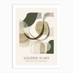 Galerie D'Art Abstract Abstract Circles Beige Green 1 Art Print