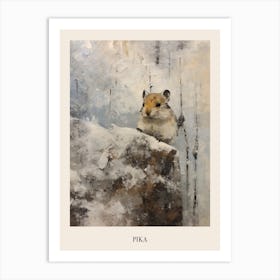 Vintage Winter Animal Painting Poster Pika 2 Art Print