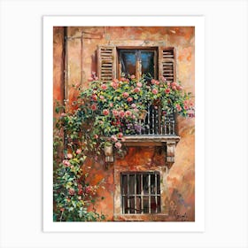 Balcony View Painting In Rome 2 Art Print