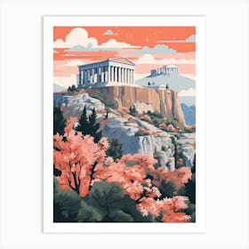 Parthenon   Athens, Greece   Cute Botanical Illustration Travel 1 Art Print