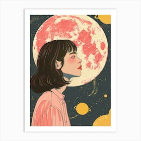 Girl With A Moon 1 Art Print