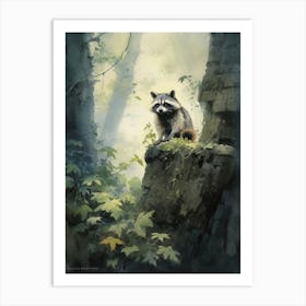 Raccoon Guardians Watercolour 2 Art Print